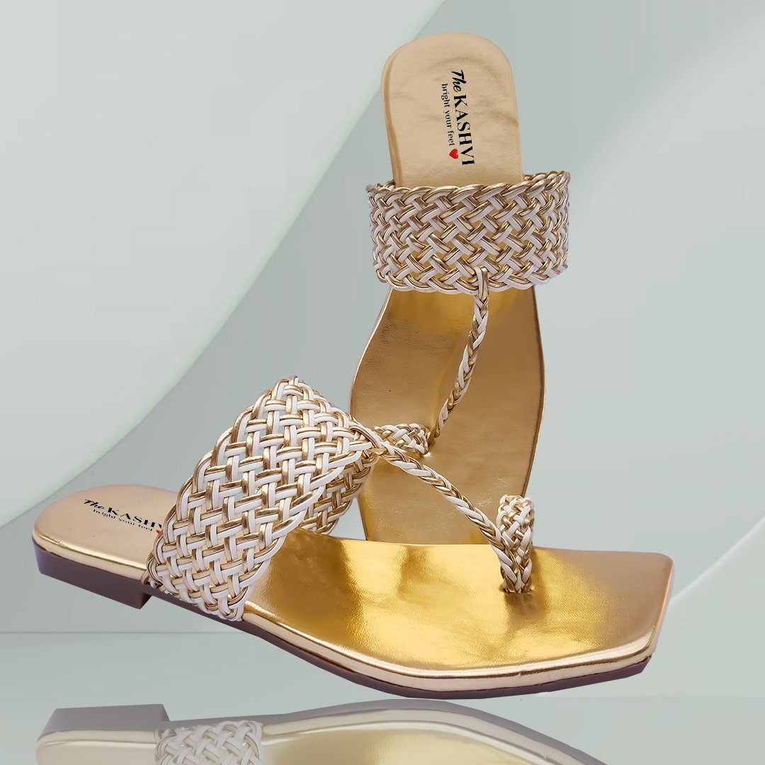 Golden best sale flat chappal